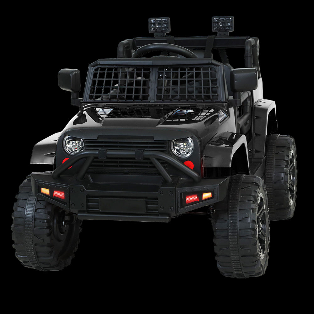 Black toy off-road vehicle on a white background