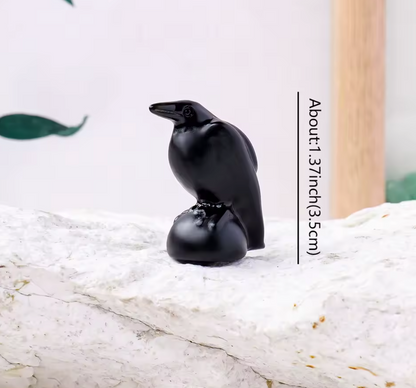 Obsidian Raven Statue