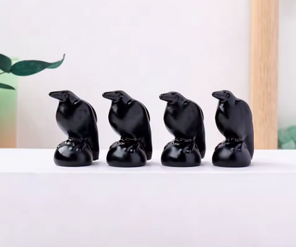 Obsidian Raven Statue