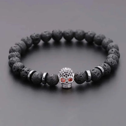 Lava Rock Skull Bracelet