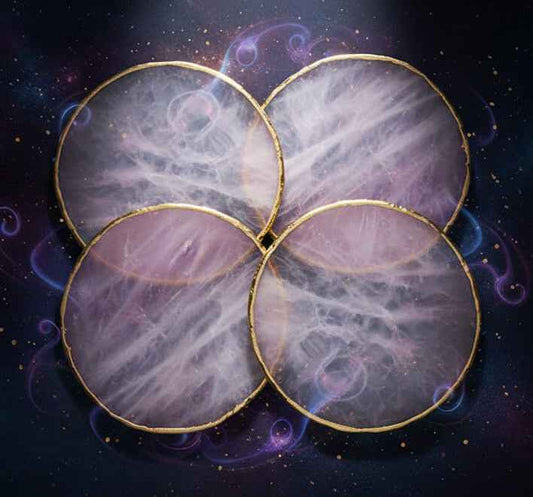 Rose Quartz Agate Coasters - Set of 4 Large Hand-Rounded Personalised Momentos