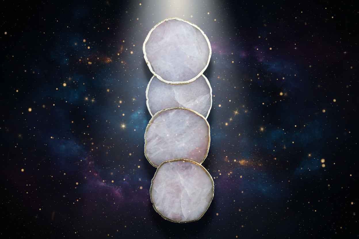 Rose Quartz Agate Coasters - Set of 4 Large Hand-Rounded Personalised Momentos