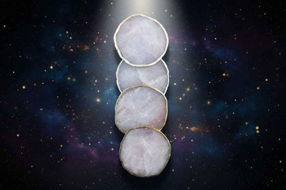 Rose Quartz Agate Coasters - Set of 4 Large Hand-Rounded Personalised Momentos