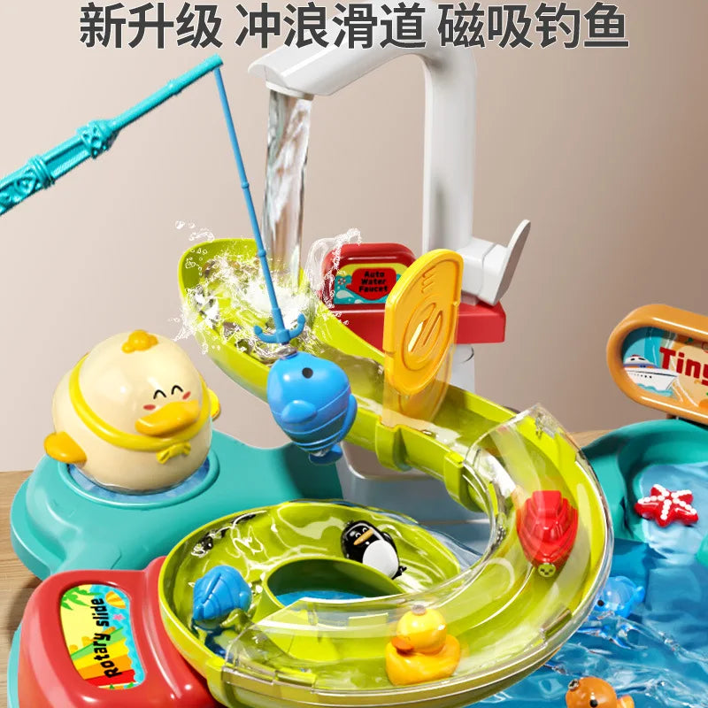 Toy Fishing at the Pool & wash the dishes! with lights and sounds for chidren multivariant-2