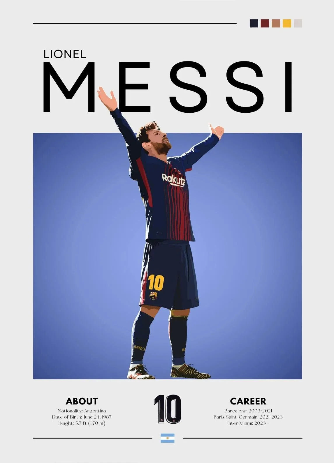 Lionel Messi in a Barcelona jersey with a blue background