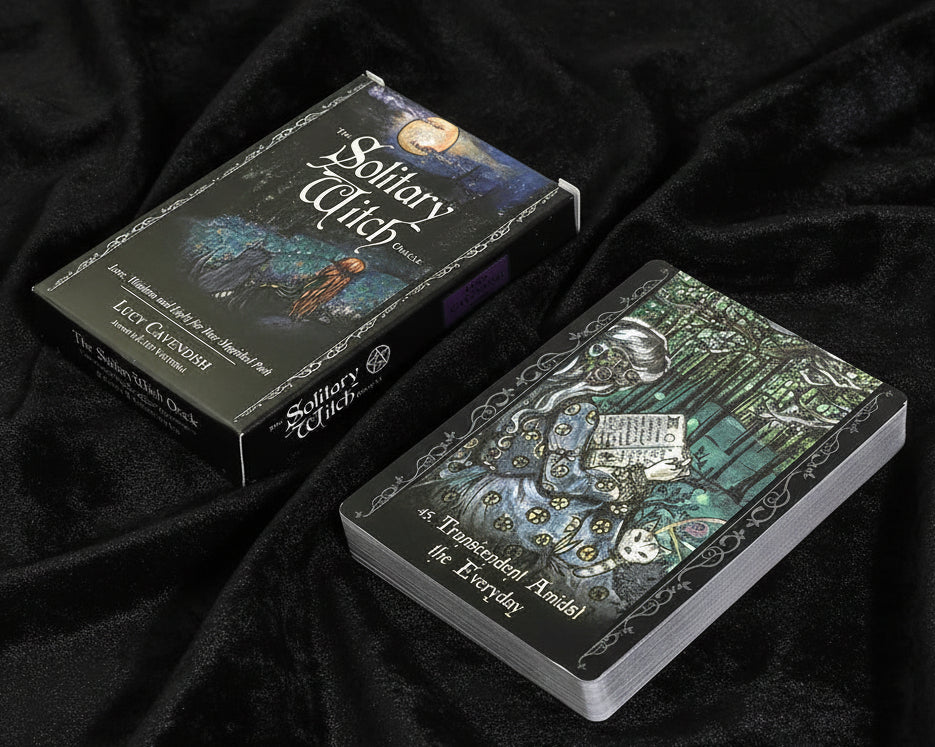 Solitary Witch tarot card deck packaging on a white background