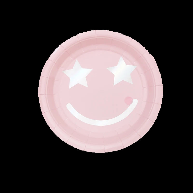 8 pcs Color Star Smiling 9 inch Plates Birthday Party Decorations Tableware Set