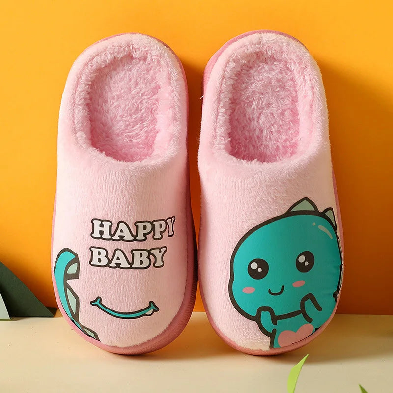Warm and padded home slippers for children with monster-6