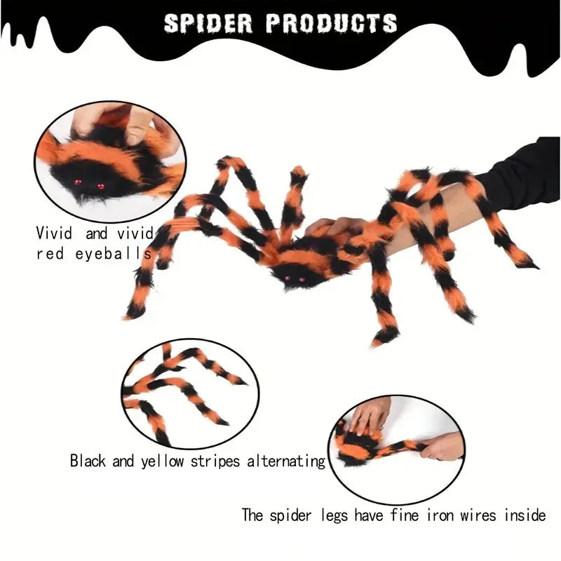Halloween Giant Stretchy Spider and Web Outdoor Haunted House  Party Props