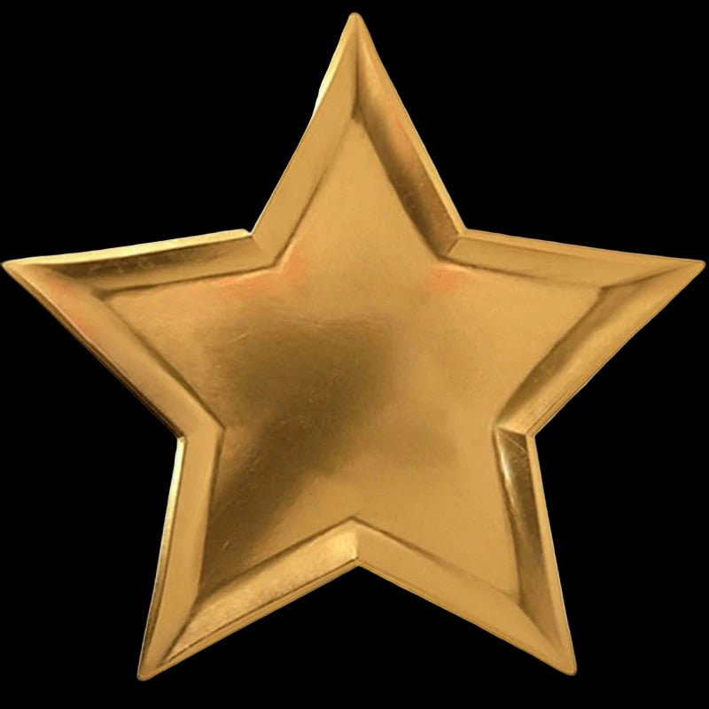 Gold star-shaped object on a white background