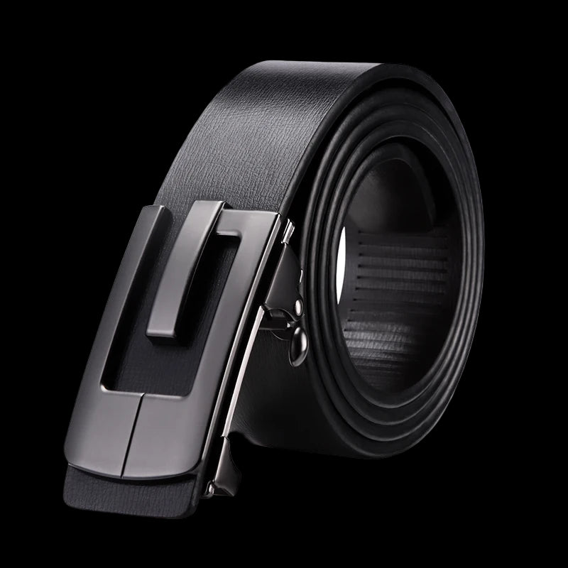 Black belt with a silver buckle on a white background