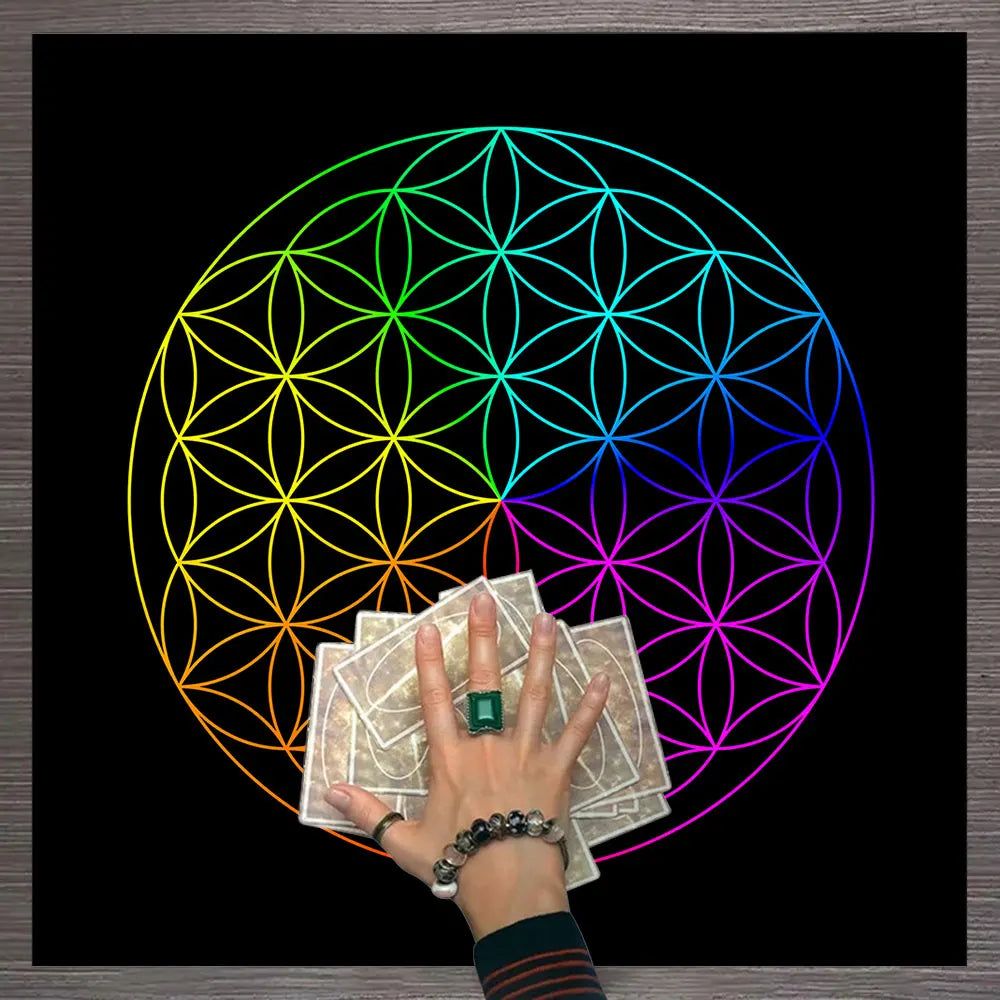 Mandala Flower of Life Divination Meditation Spiritual Oracle Pad Tarot Mat