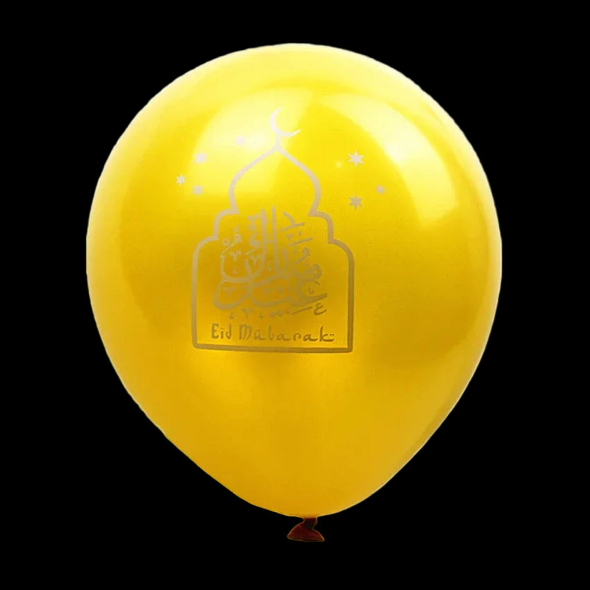 Yellow balloon with 'Ed Mubarak' text on a white background