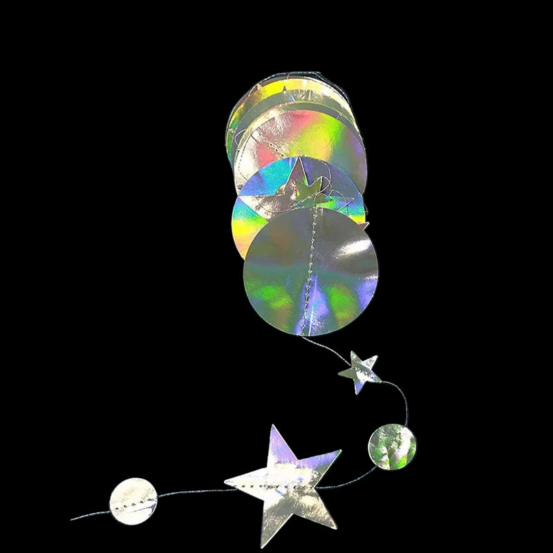 4M Silver Iridescent Paper Banner Frozen Party Supplies Birthday Wedding Decor Bubbles and Stars