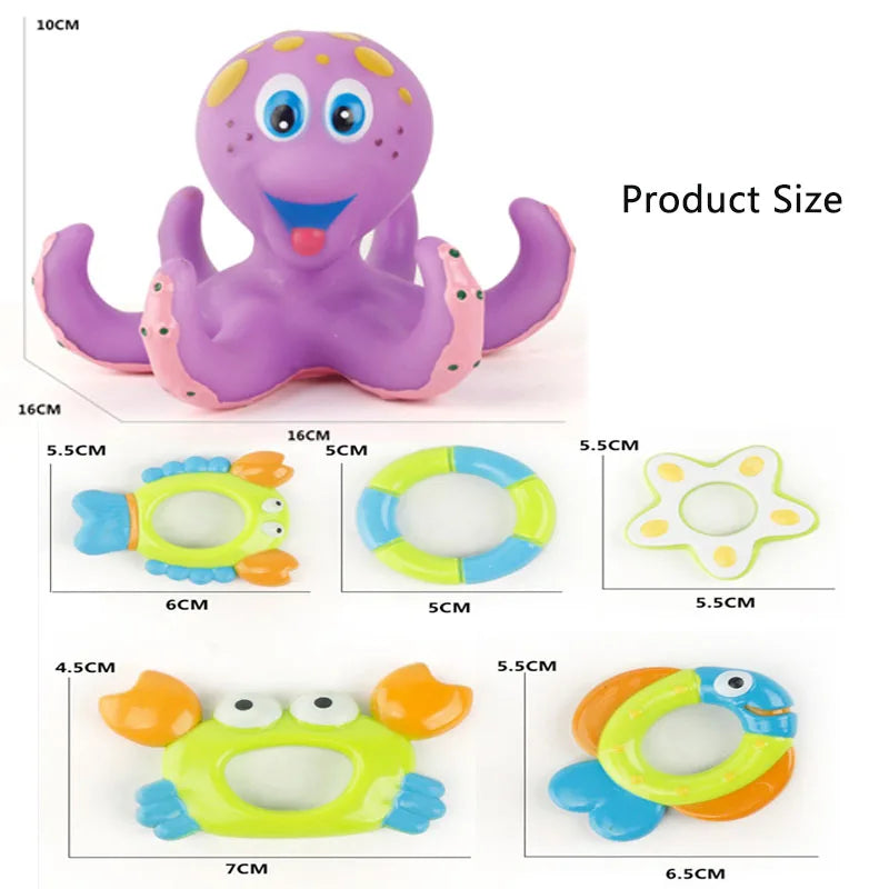 Bath Toy Floating Octopus with Rings-2