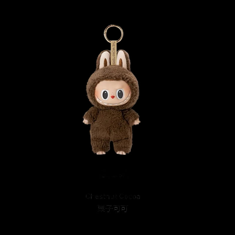 Plush keychain in chestnut cocoa color on a white background