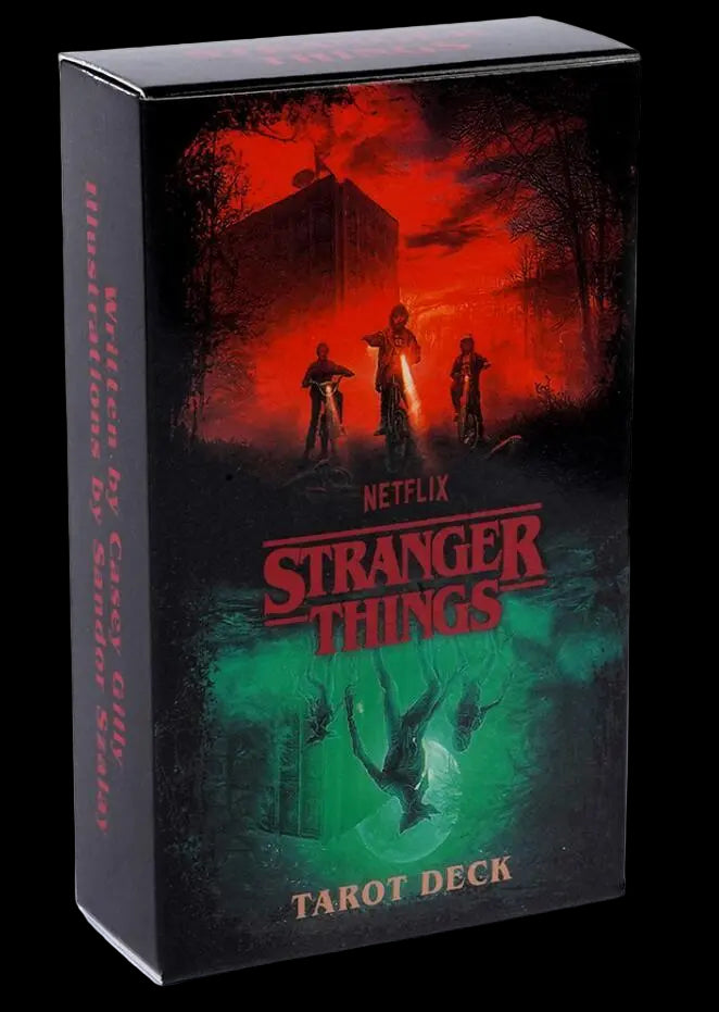 Netflix Stranger Things tarot deck packaging with dramatic cover art.