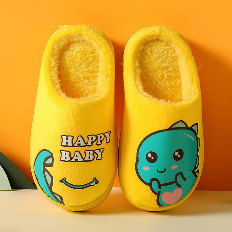 Warm and padded home slippers for children with monster-7