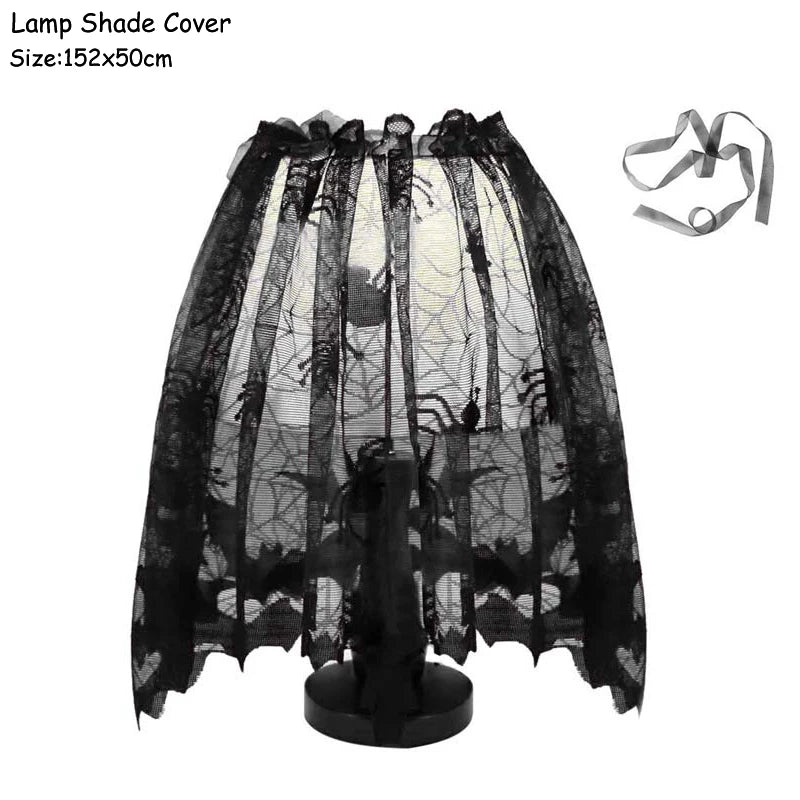 Lamp shade cover with spider design on a white background