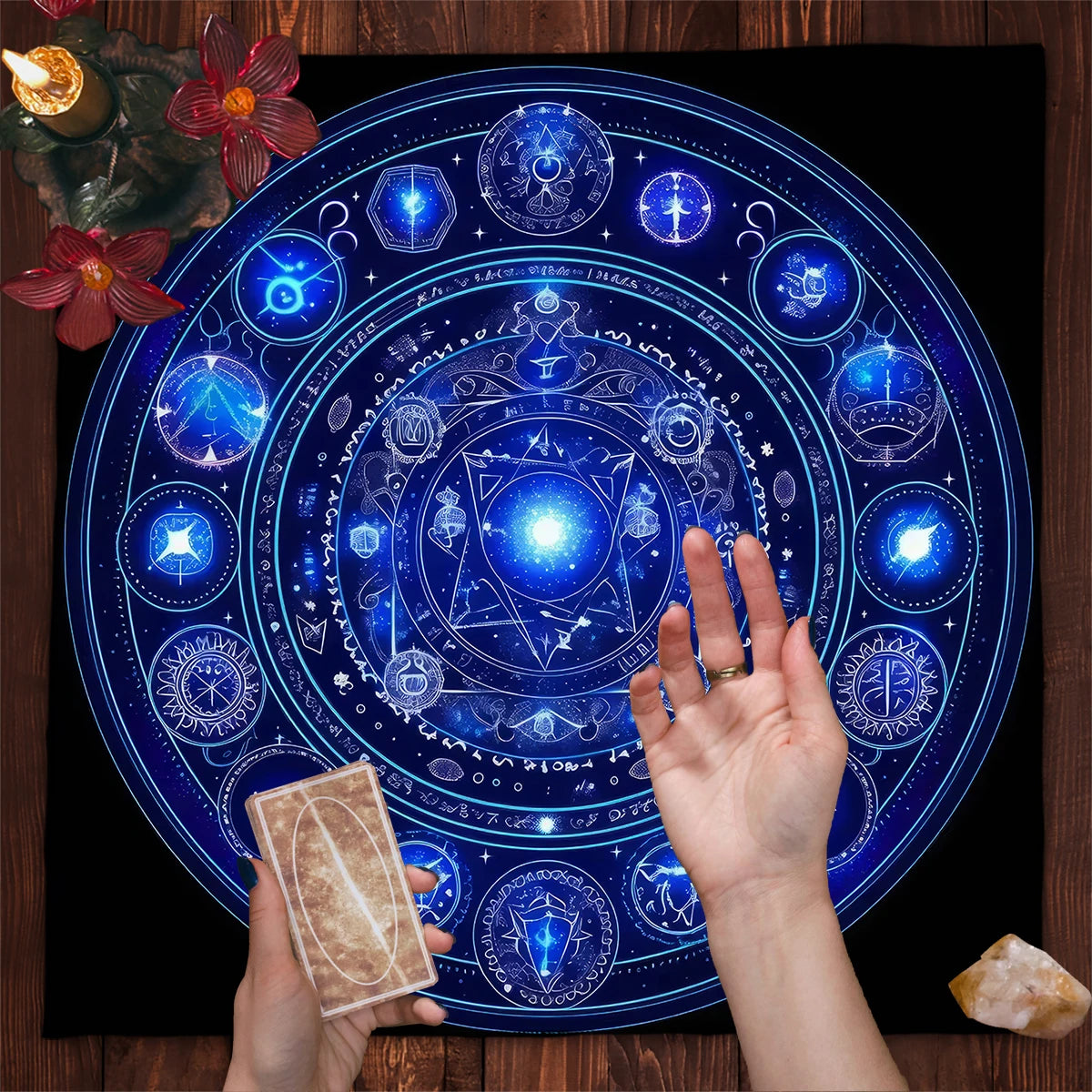 Mandala Flower of Life Divination Meditation Spiritual Oracle Pad Tarot Mat