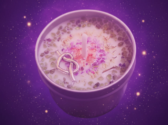 Magic Spell Candles for Manifesting Intentions with Herbs & Crystals - Lucky Girl Gifts