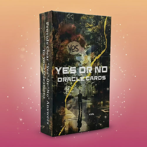 Box of 'Yes or No Oracle Cards' with a dark, urban design.