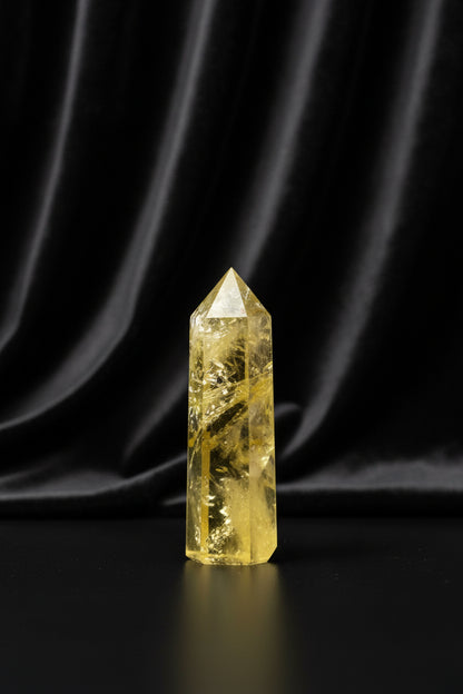 Clear crystal tower on a white background
