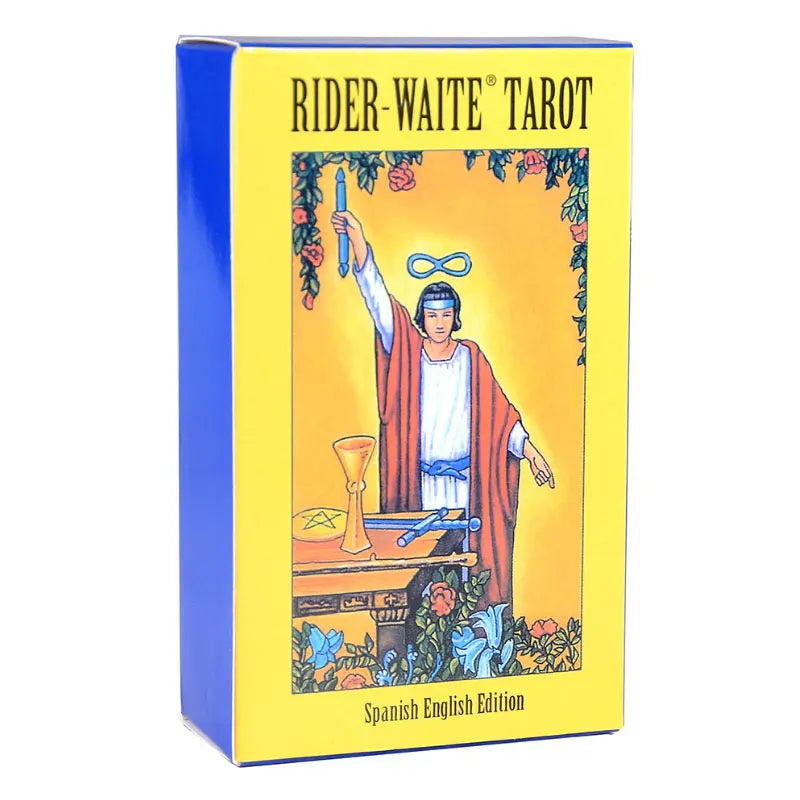 Rider-Waite Tarot card box with colorful illustration on a white background