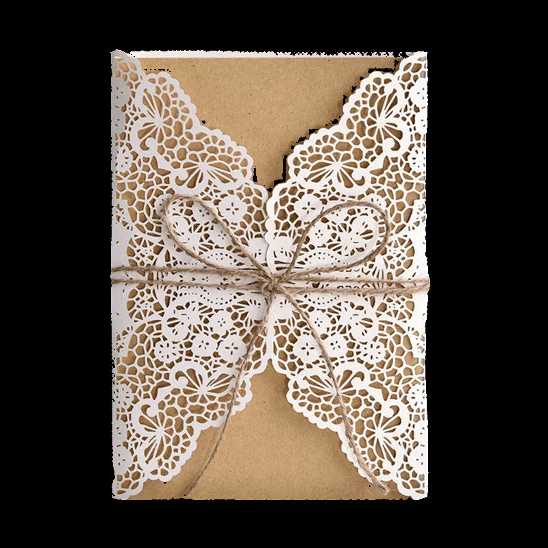 Lace-wrapped gift on a white background
