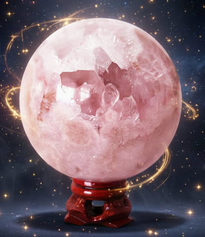 Pink Amethyst Geode Ball for Heart Opening and Healing Energy - Lucky Girl Gifts