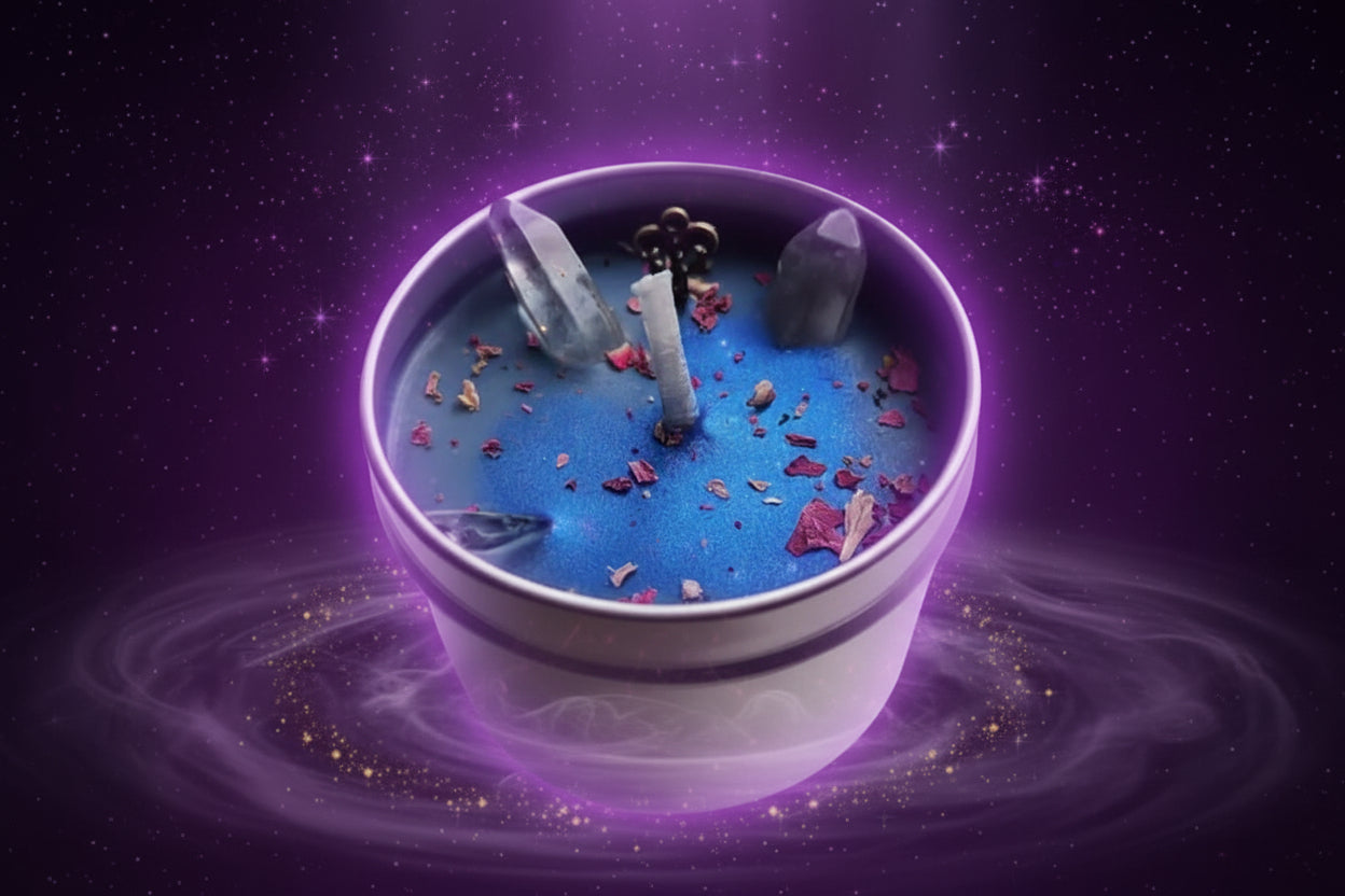 Magic Spell Candles for Manifesting Intentions with Herbs & Crystals - Lucky Girl Gifts