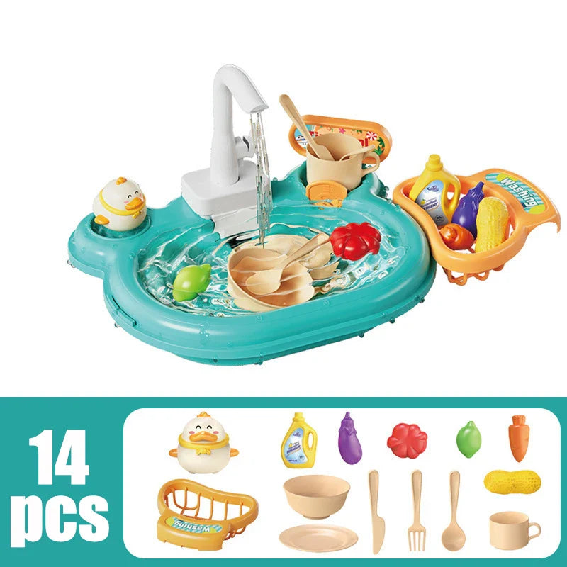 Toy Fishing at the Pool & wash the dishes! with lights and sounds for chidren multivariant-8