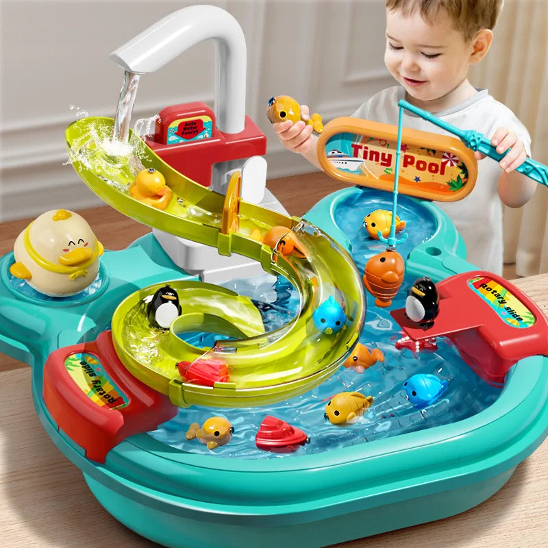 Toy Fishing at the Pool & wash the dishes! with lights and sounds for chidren multivariant-0