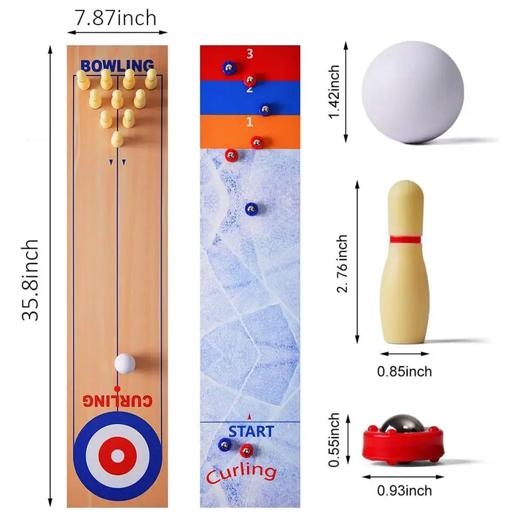 3 in 1 Table Curling Game Bowling Shuffleboard Set Casual Table Games
