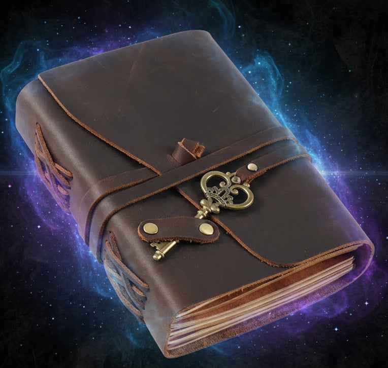 Leather Journal Magic Grimoire Handmade Notebook With Key