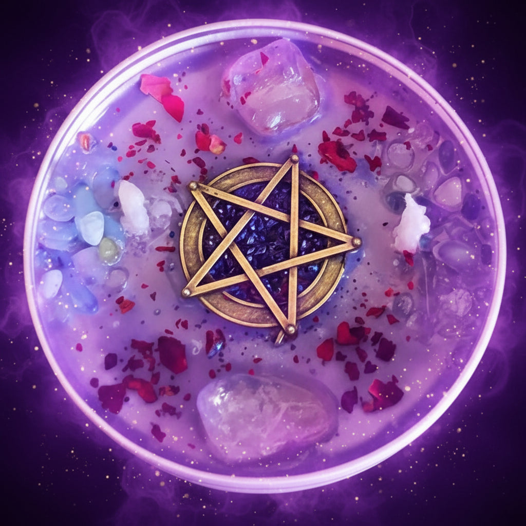 Magic Spell Candles for Manifesting Intentions with Herbs & Crystals - Lucky Girl Gifts