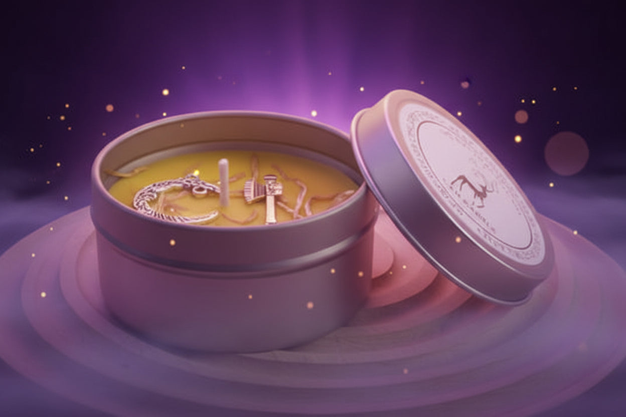 Magic Spell Candles for Manifesting Intentions with Herbs & Crystals - Lucky Girl Gifts