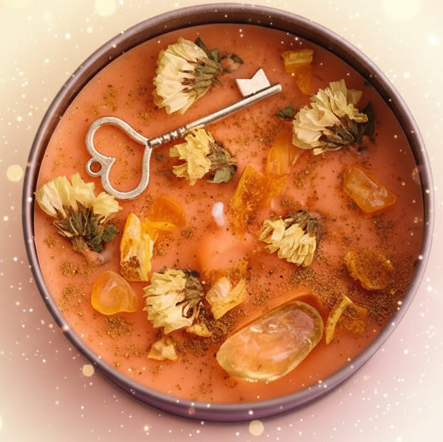 Scentsy product with floral elements and fragrance description on a light background