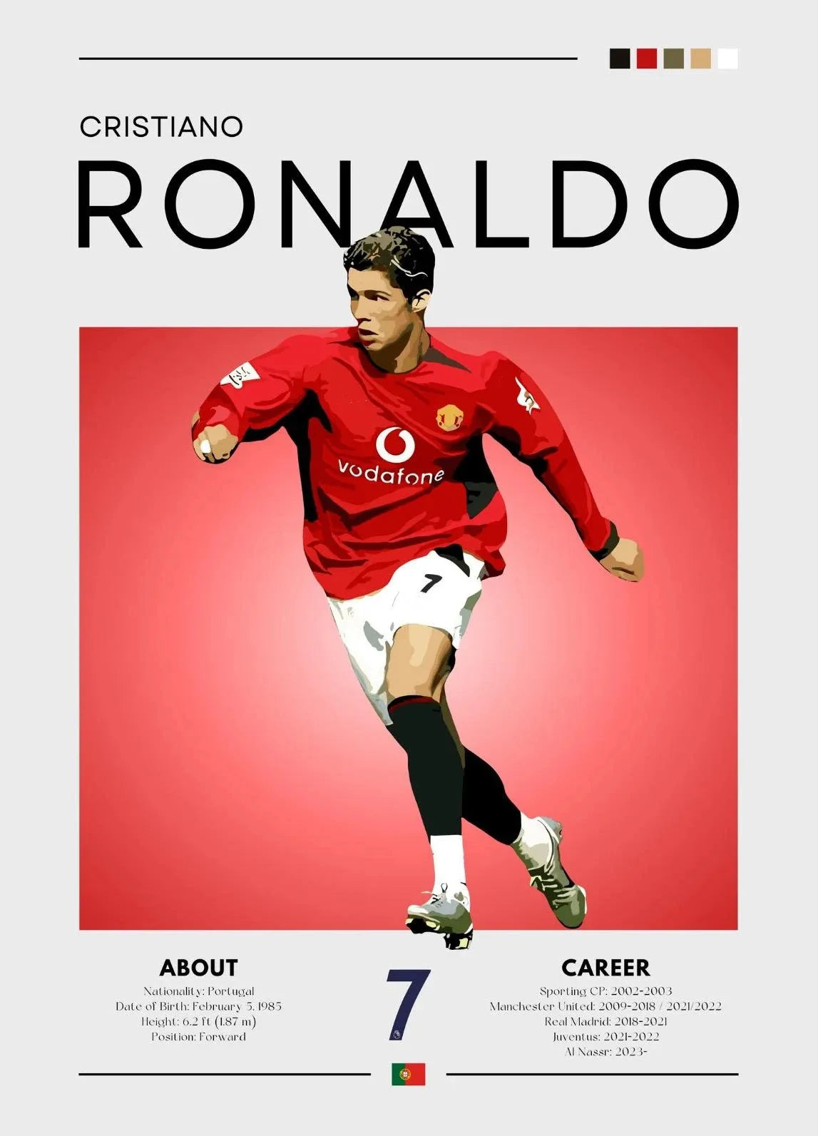 Soccer player in a red jersey with visible branding on a red background
