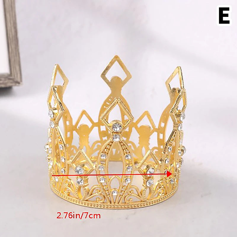Mini Crown Cake Topper Pearl Tiara for Wedding Birthday Party Cake Decoration