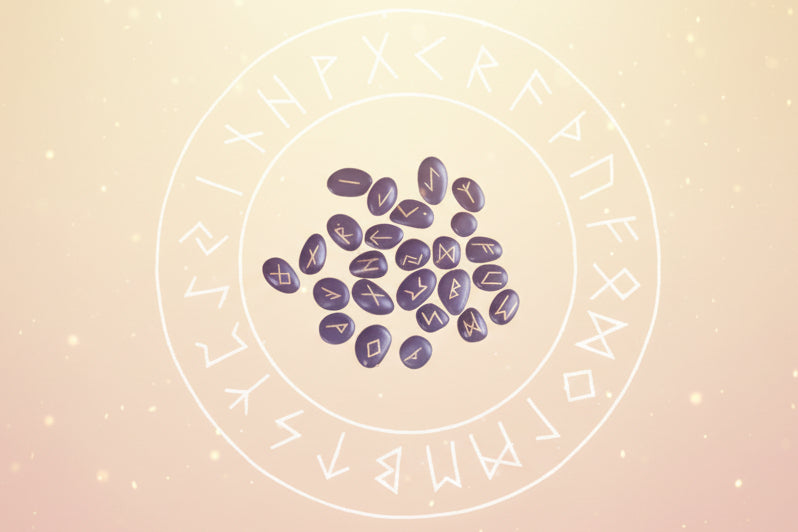 Set of runes on a black background with white rune circle