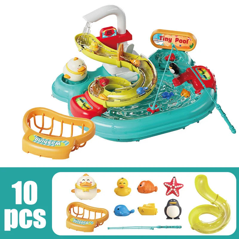 Toy Fishing at the Pool & wash the dishes! with lights and sounds for chidren multivariant-5
