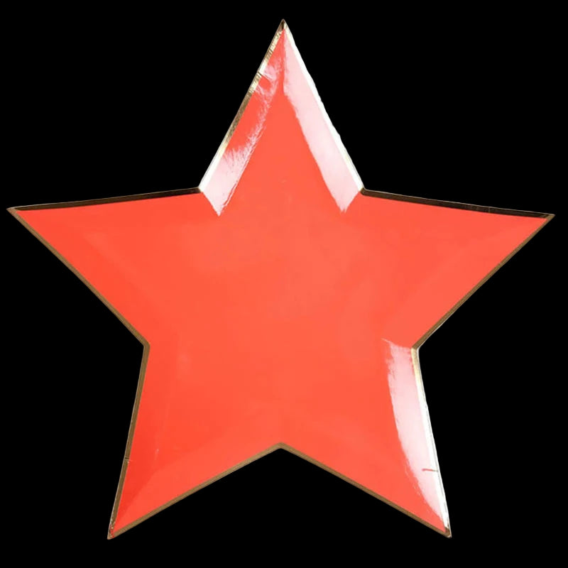 Red star-shaped object on a white background