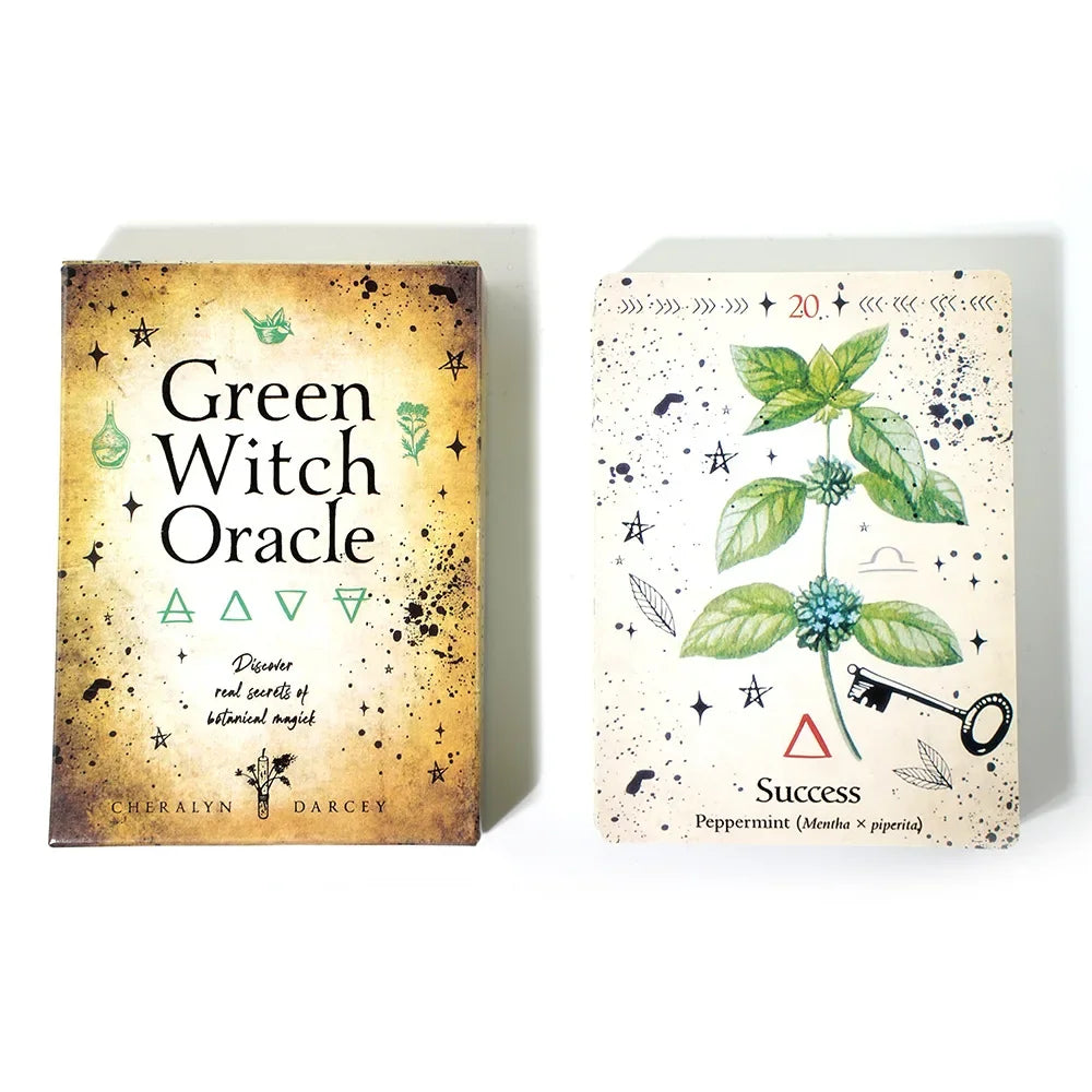 Green Witch Oracle card set with packaging on a white background