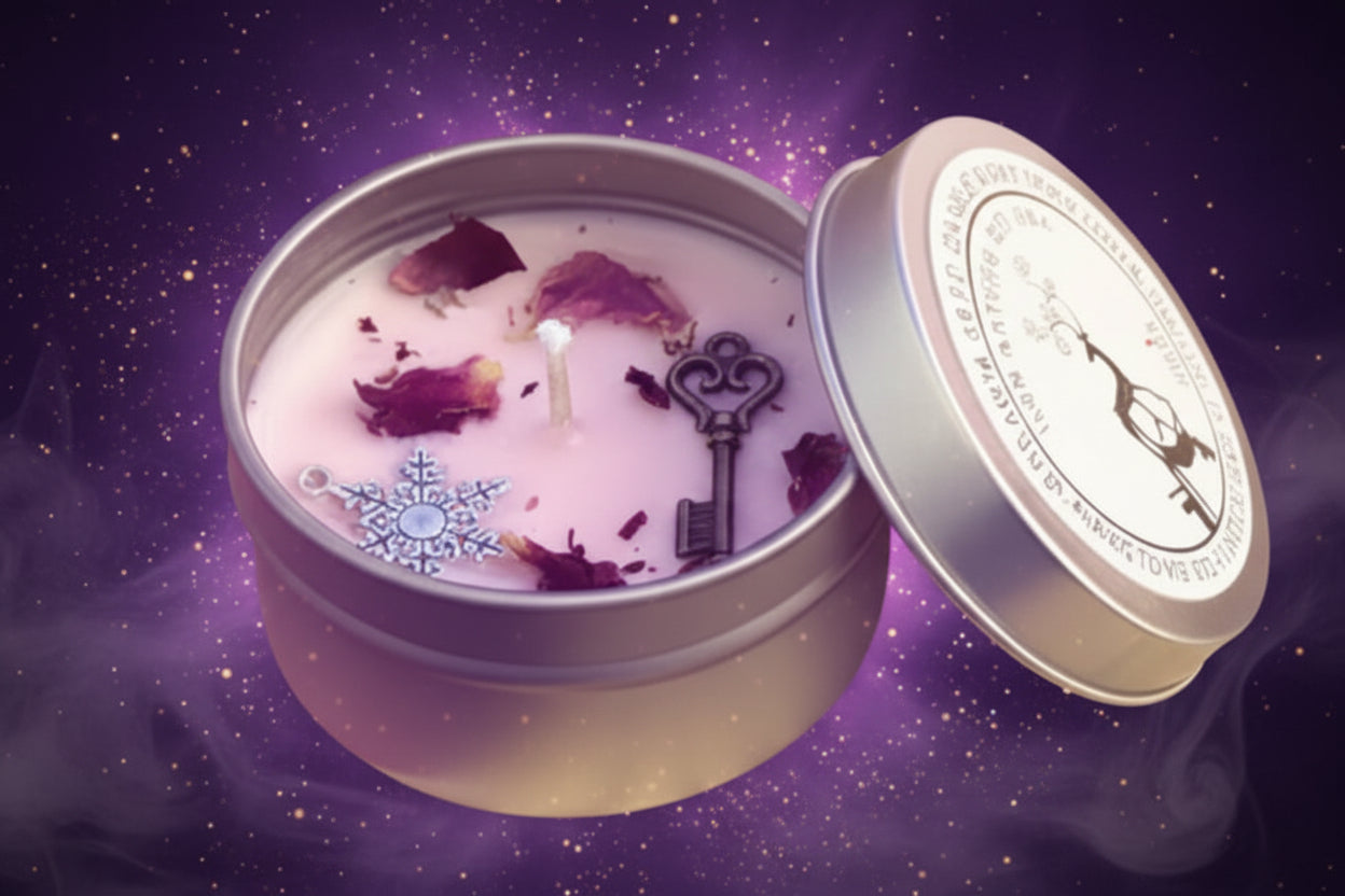 Magic Spell Candles for Manifesting Intentions with Herbs & Crystals - Lucky Girl Gifts