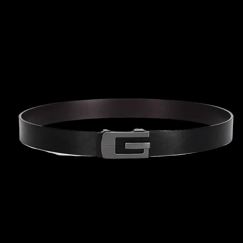 Black belt with a silver buckle on a white background