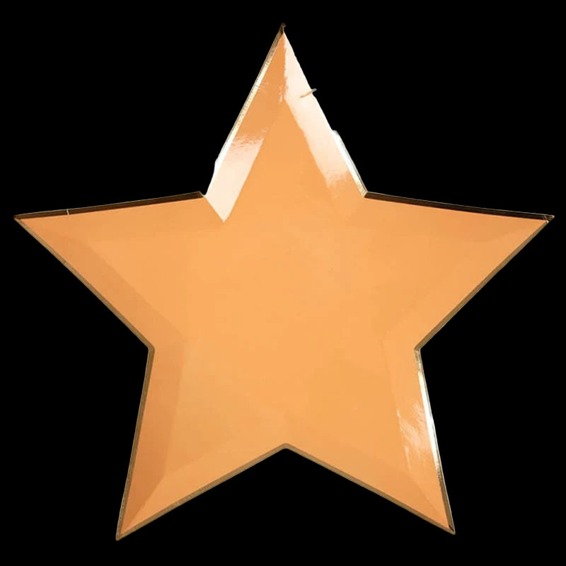 Star-shaped object with a reflective surface on a white background