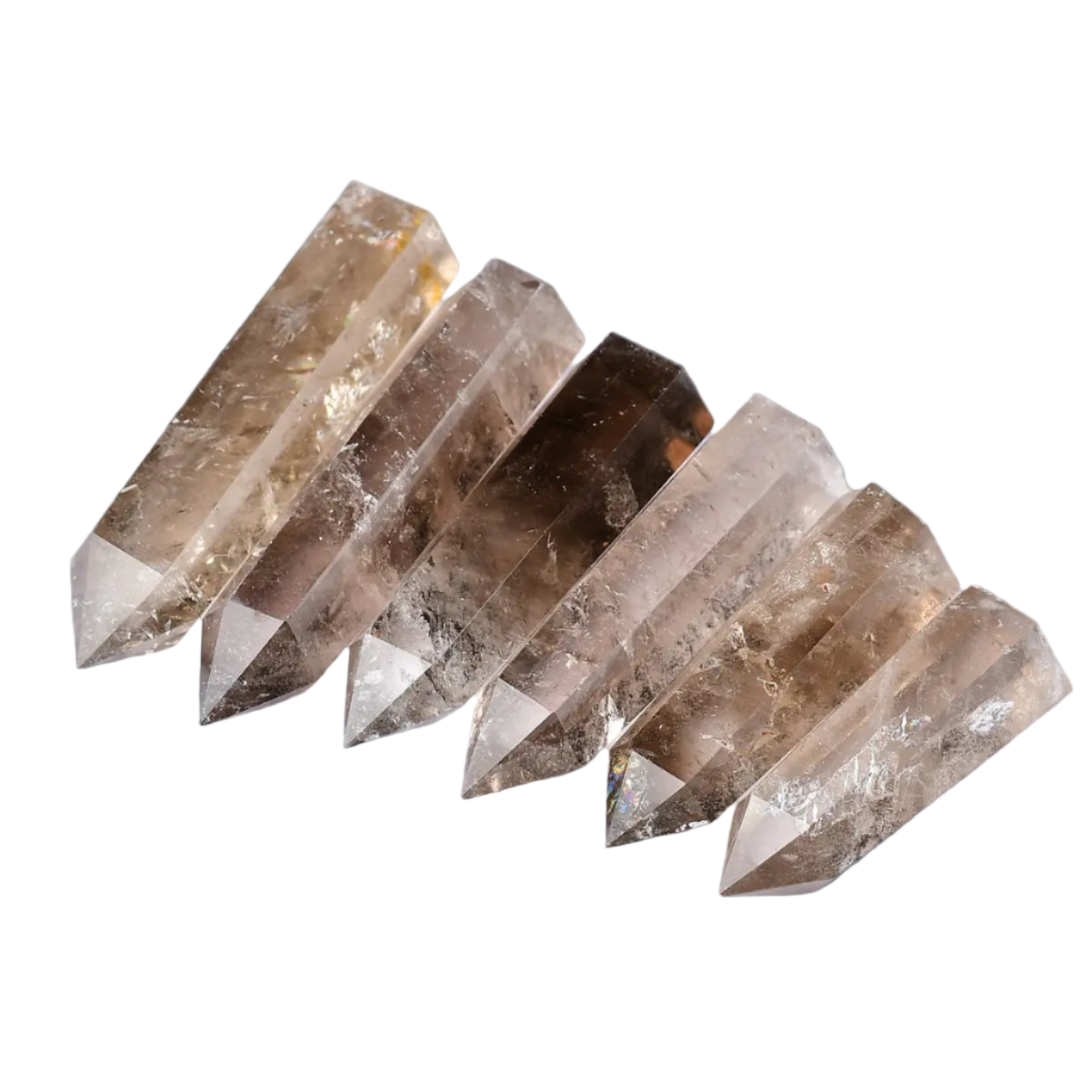 Set of crystal points on a white background