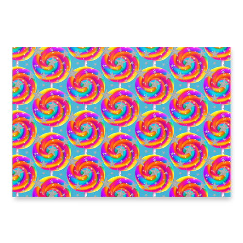 Pattern of colorful swirls on a blue background