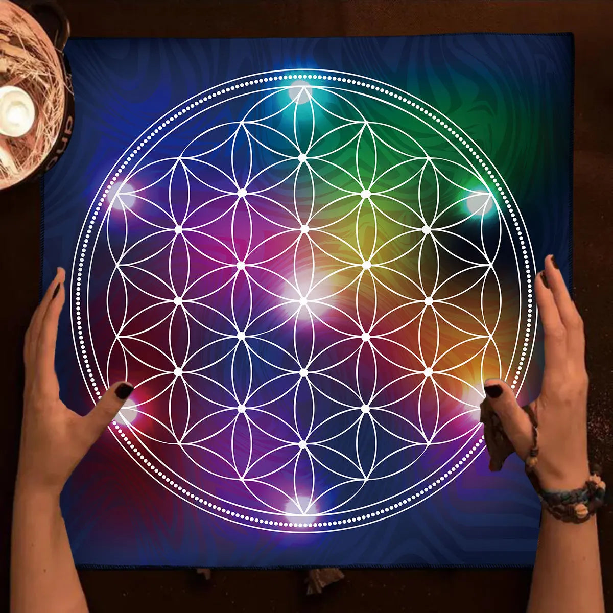 Mandala Flower of Life Divination Meditation Spiritual Oracle Pad Tarot Mat